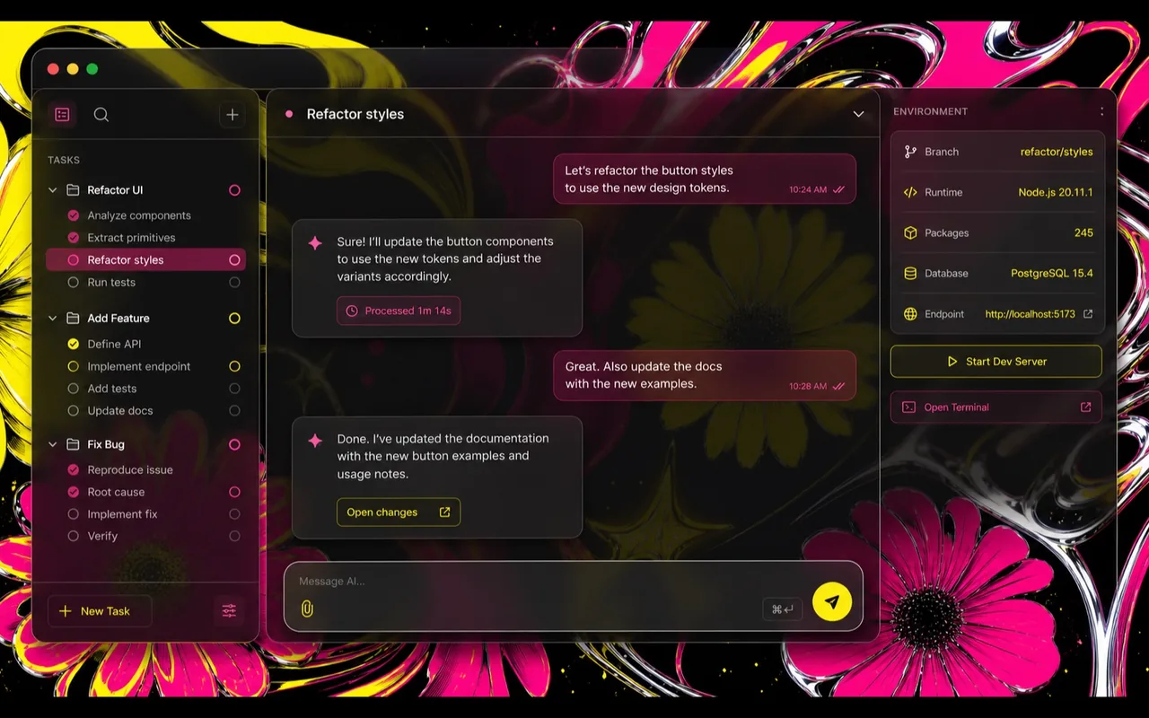 Acid Bloom 皮肤在 Codex 桌面应用上的效果