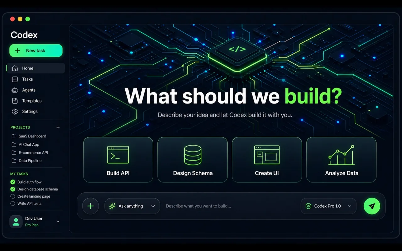 Midnight Circuit 皮肤在 Codex 桌面应用上的效果