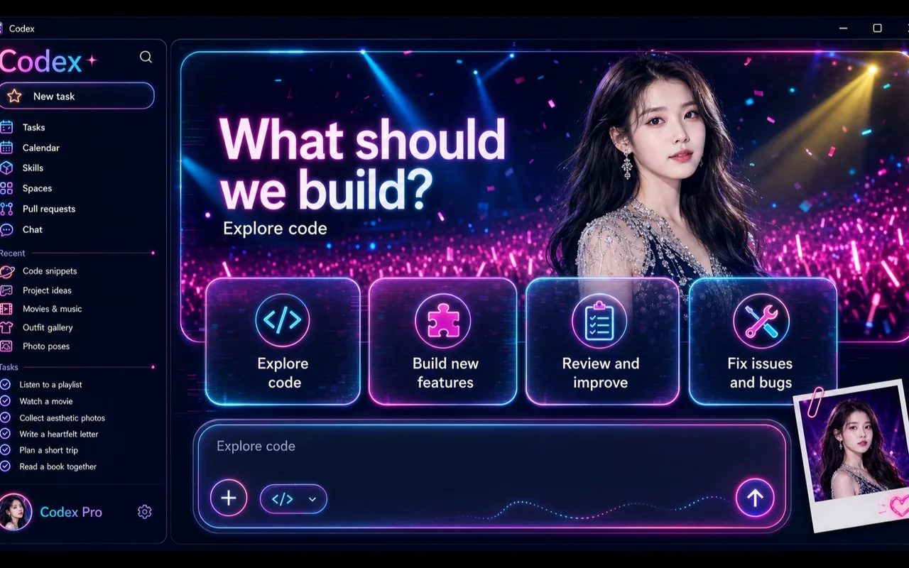 Neon Diva 皮肤在 Codex 桌面应用上的效果